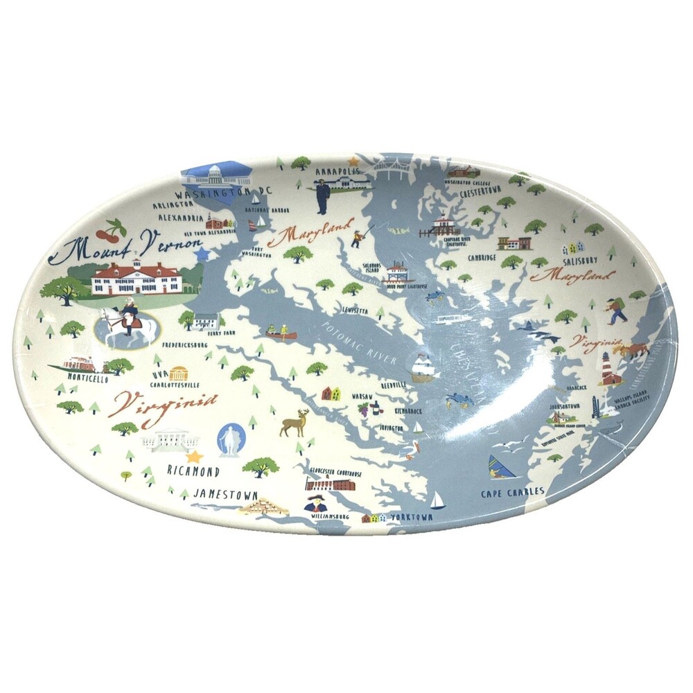 Galleyware Virginia State Oval Melamine Tidbit Trinket Tray Dish 8" x 5”